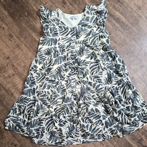 HAYDEN Black and White Leaf Pattern Womens L‎ Dress